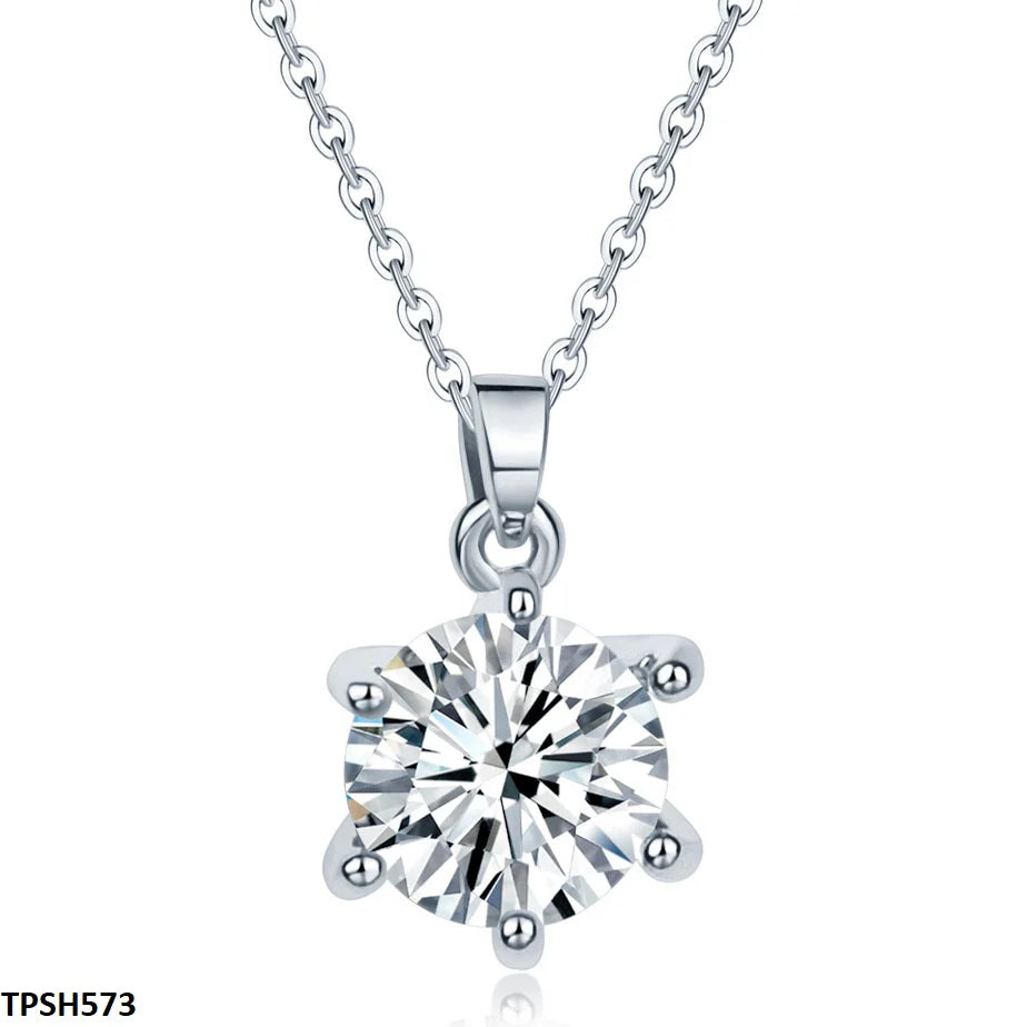 TPSH265 BLX Round Silver Stone Pendant Set - TPSH