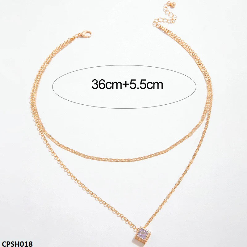 CPSH018 YYE Square Box Pendent With Double Chain -CPSH