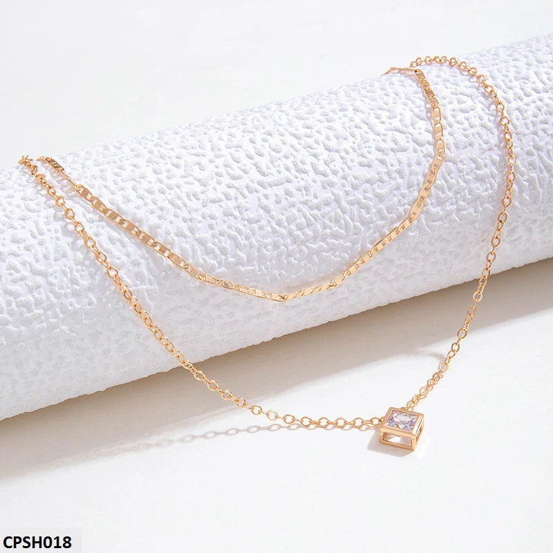 CPSH018 YYE Square Box Pendent With Double Chain -CPSH